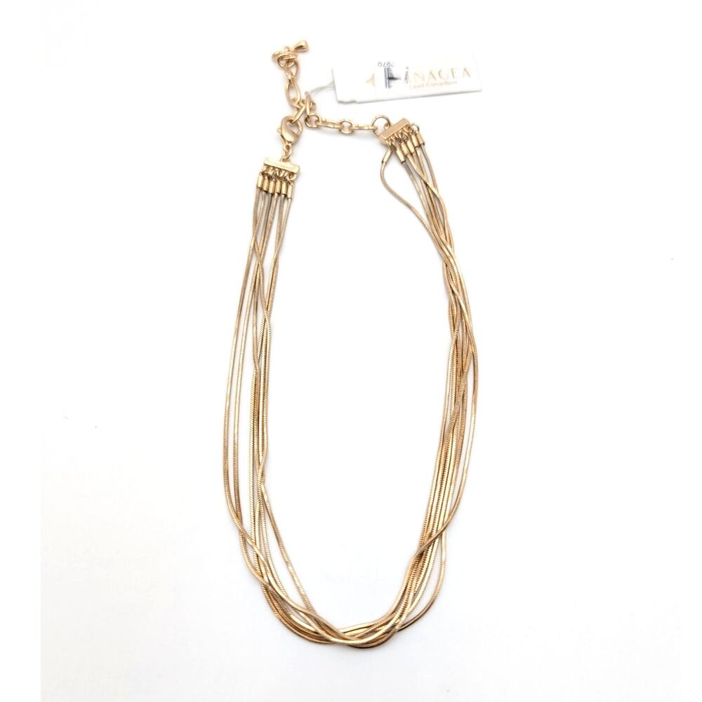Panacea Multi Layered Gold color Beautiful Chain Necklace with Lobster Clasp